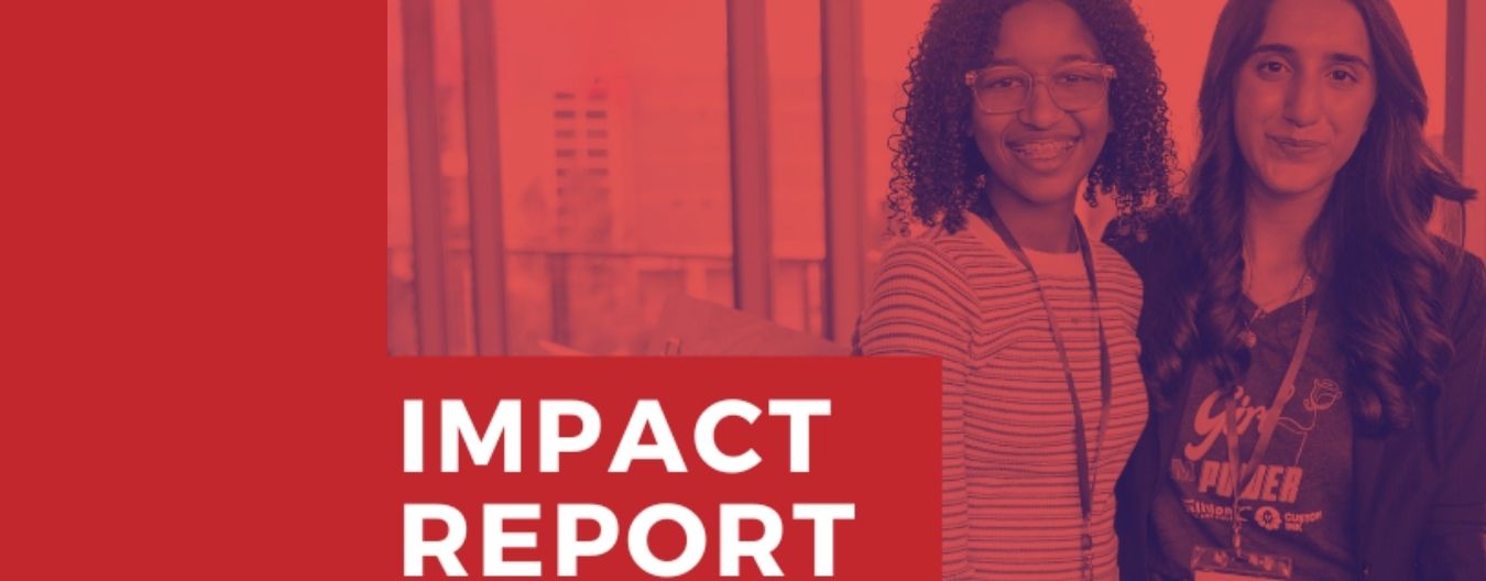 12 – LCWAG Half of Loudoun Women Experience Major Challenges_ New Data from LCWAG A poster with the text Impact Report with two women standing next to each other.