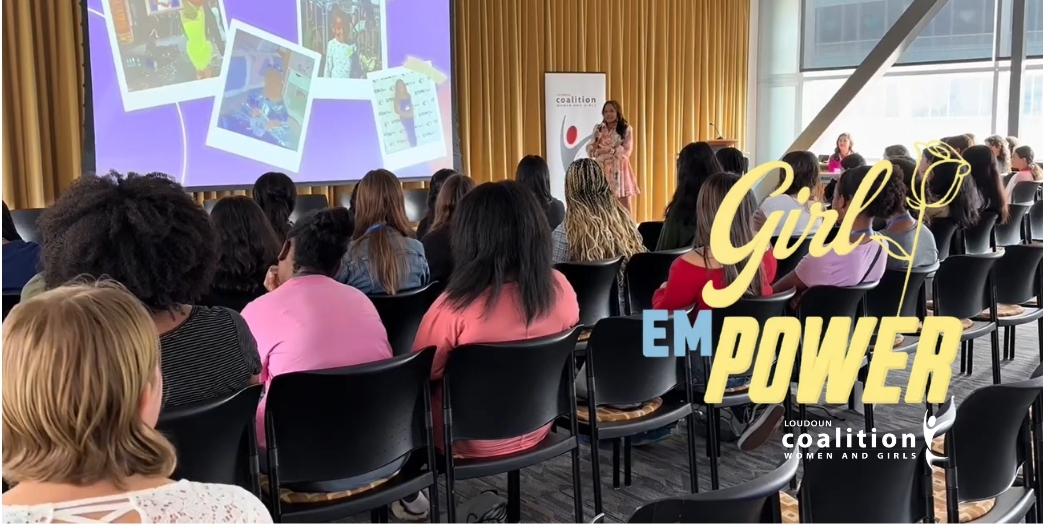 LCWAG Girl emPower speaker, audience and presentation screen.